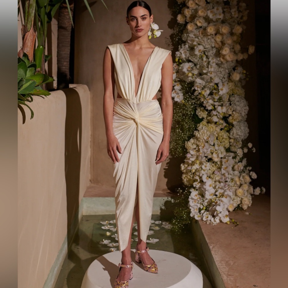 NWT BAOBAB Mia Midi Dress Size XS Ivory deep V